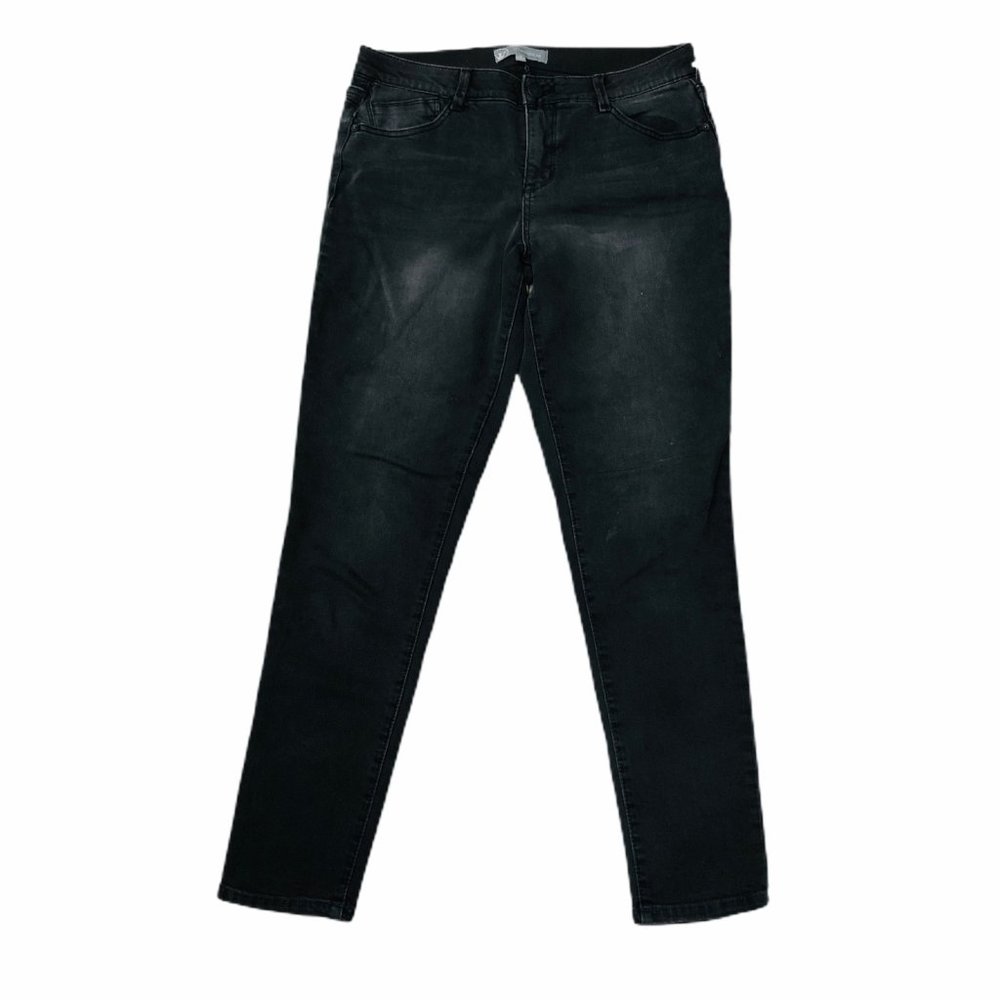 Wit and Wisdom Jeans Womens 10 Black Distressed Zip Skinny Stretch